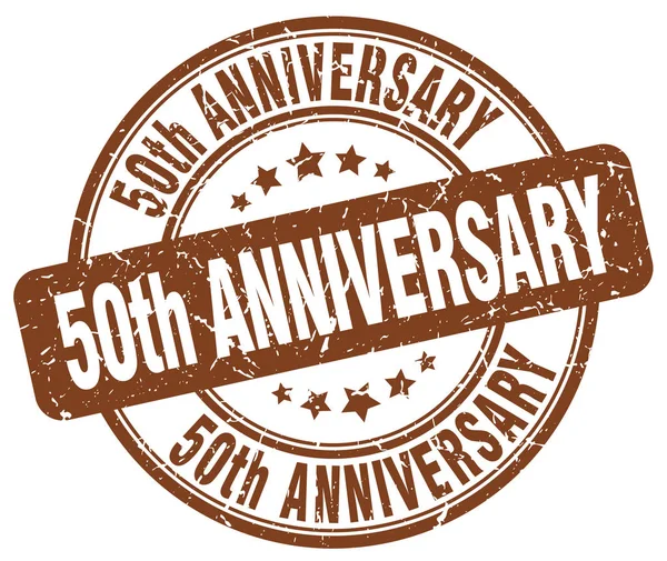 50th anniversary brown grunge stamp — Stock Vector