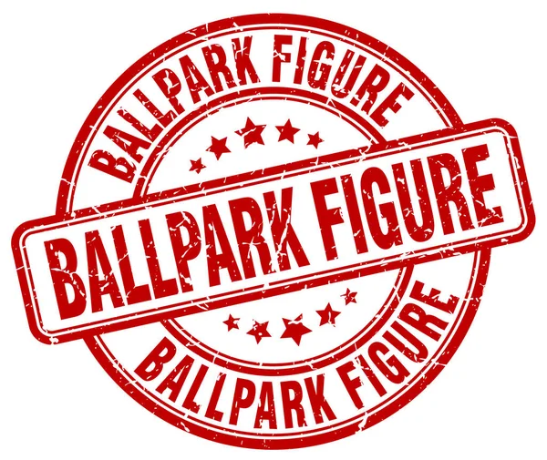 Ballpark Figur Red Grunge Stempel — Stockvektor