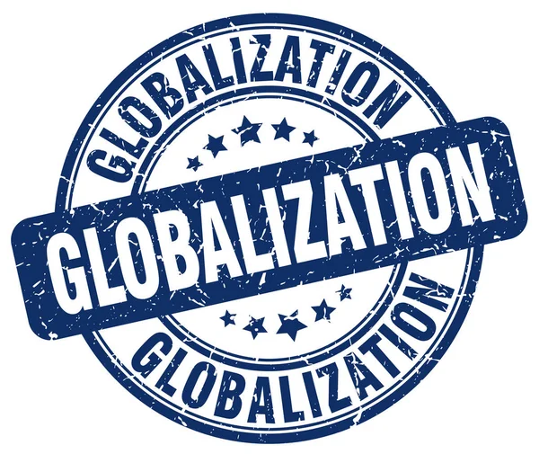 Globalizace modrá grunge razítko — Stockový vektor