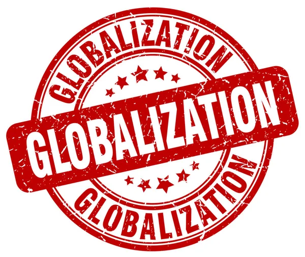 Globalizacja grunge czerwony znaczek — Wektor stockowy