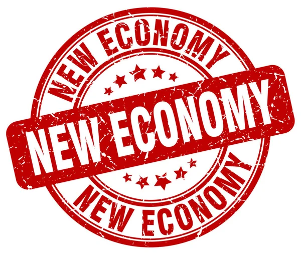 Új gazdaság piros grunge-bélyeg — Stock Vector