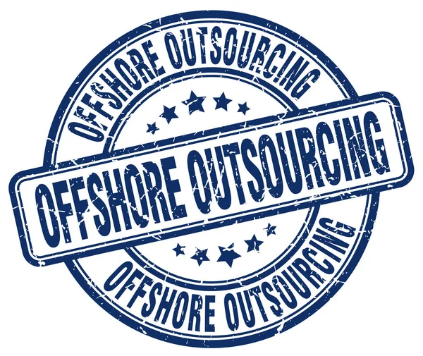 Outsourcing offshore sello grunge azul — Vector de stock
