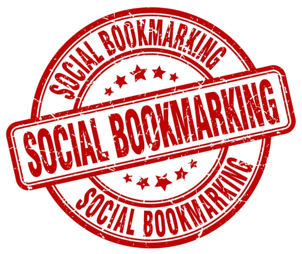 Social bookmarking red grunge stamp — Stock Vector