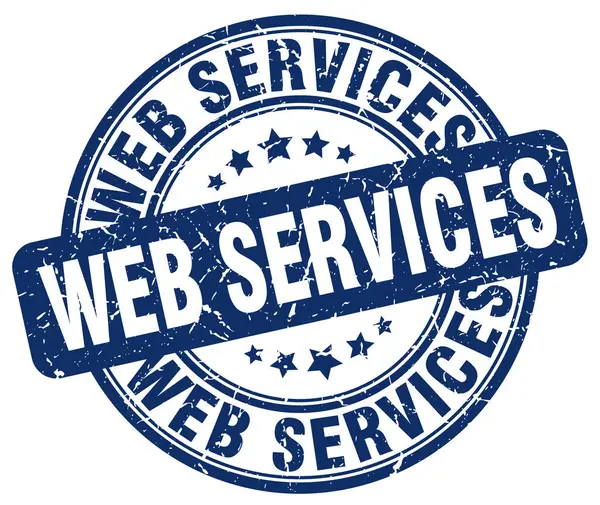 Web services selo grunge azul — Vetor de Stock