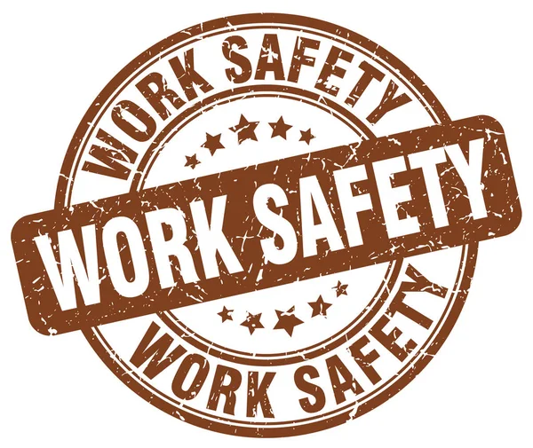 Work safety brown grunge stamp — Stock Vector