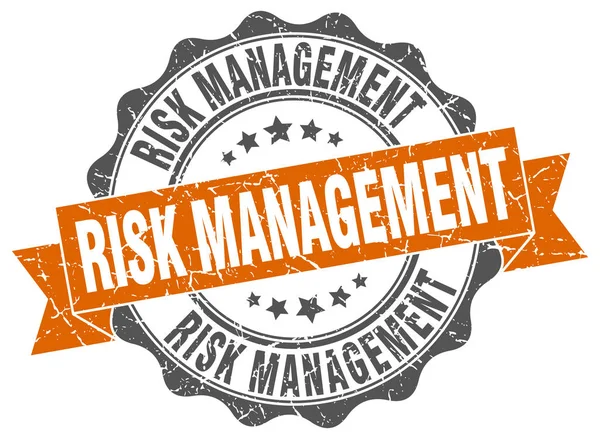 Sello de gestión de riesgos. Firma. sello — Vector de stock