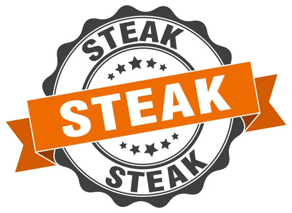 ステーキのスタンプです。署名します。シール — ストックベクタ