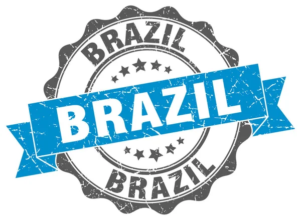 Brasil selo de fita redonda —  Vetores de Stock