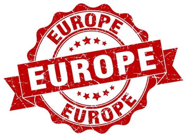 Europe round ribbon seal — Stock Vector