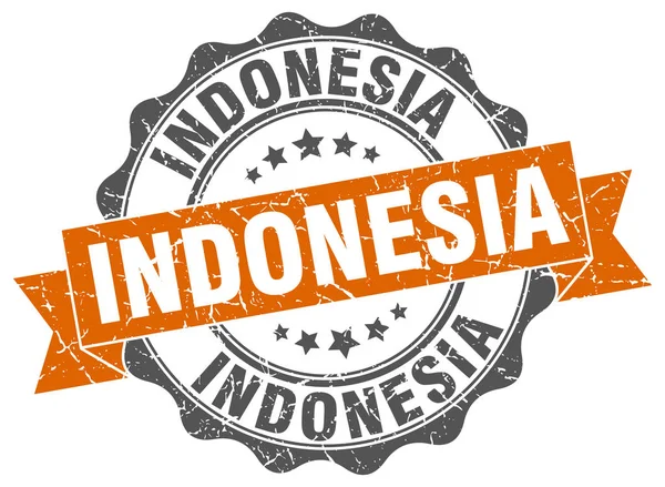 Endonezya şerit mühür yuvarlak — Stok Vektör