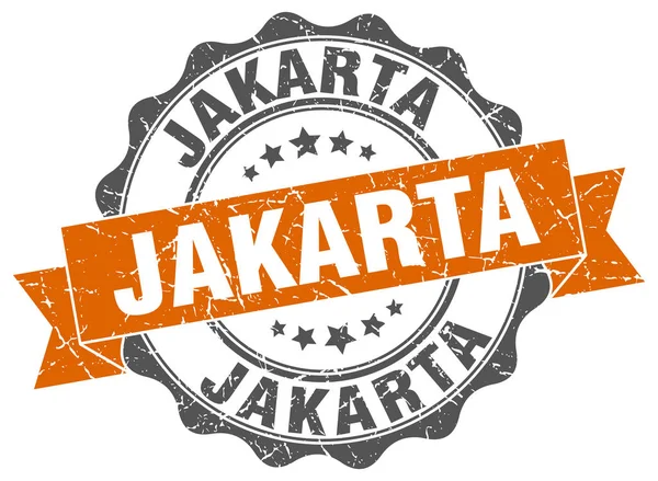 Jakarta round ribbon seal — Stock Vector