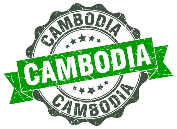 リボンのシール ラウンド カンボジア — ストックベクタ