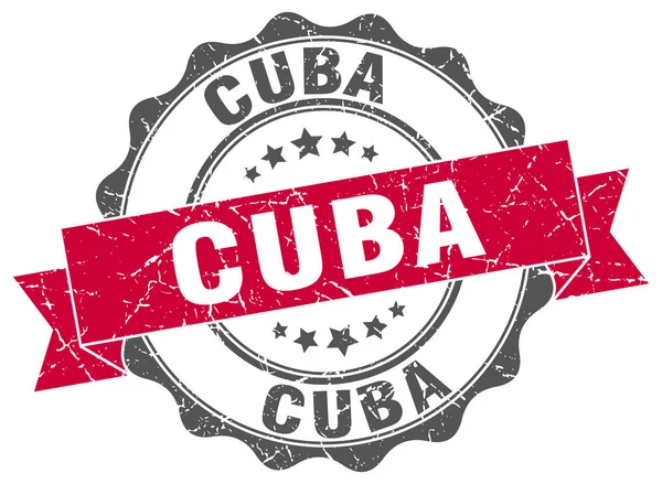 Cuba round ribbon seal — Stock Vector