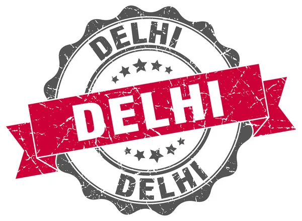 Delhi şerit mühür yuvarlak — Stok Vektör