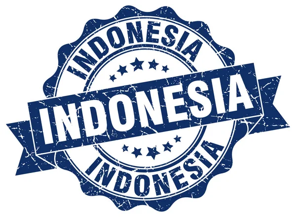 Endonezya şerit mühür yuvarlak — Stok Vektör