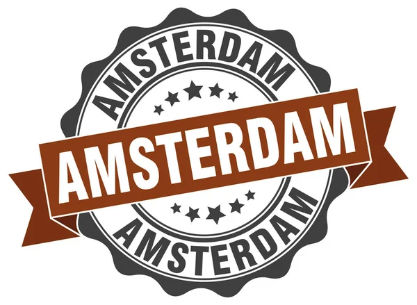 Amsterdam şerit mühür yuvarlak — Stok Vektör