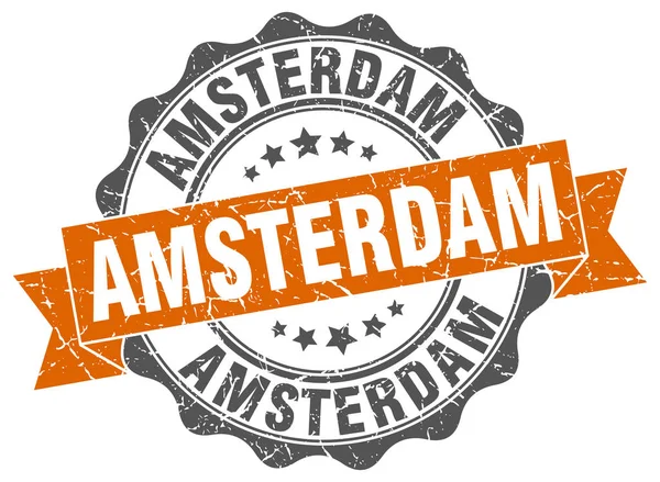 Άμστερνταμ στρογγυλή σφραγίδα κορδέλα — Διανυσματικό Αρχείο