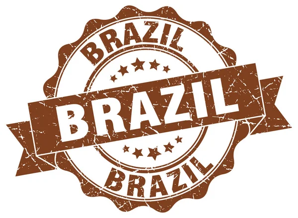 Brasil selo de fita redonda — Vetor de Stock