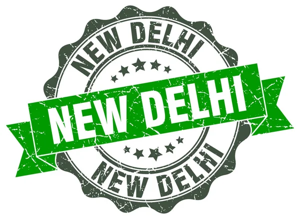 New Delhi round ribbon seal — Stock Vector
