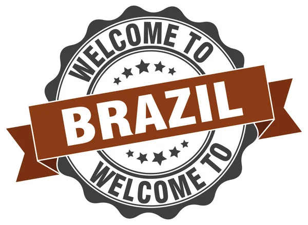 Βραζιλία στρογγυλή σφραγίδα κορδέλα — Διανυσματικό Αρχείο