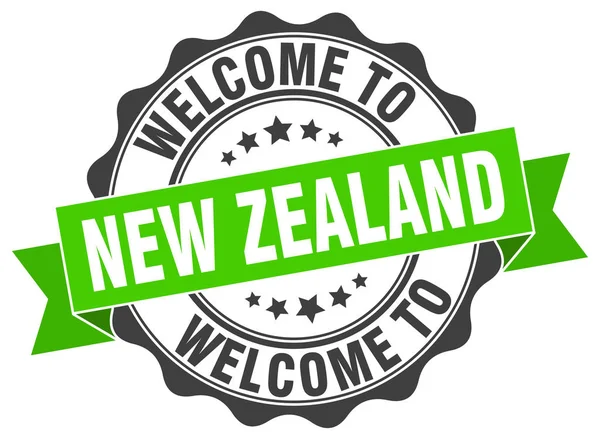 Yeni Zelanda şerit mühür yuvarlak — Stok Vektör