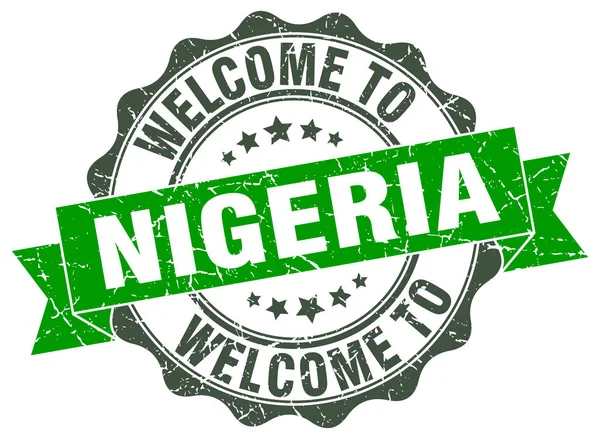 Nigeria sigillo nastro rotondo — Vettoriale Stock