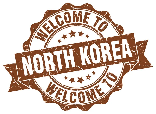 North Korea round ribbon seal — Stock Vector
