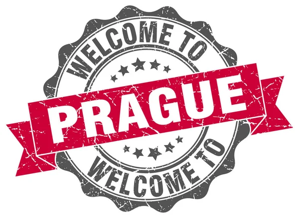 Praga sigillo nastro rotondo — Vettoriale Stock