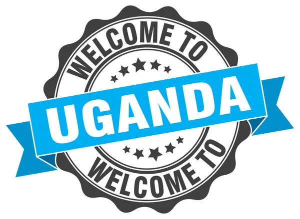 Uganda round ribbon seal — Stock Vector