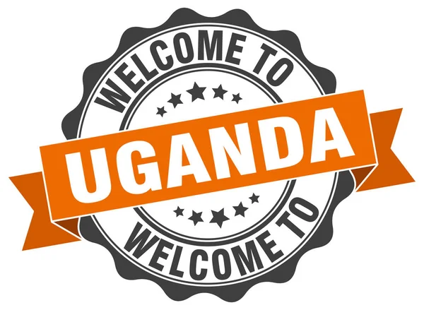 Uganda round ribbon seal — Stock Vector