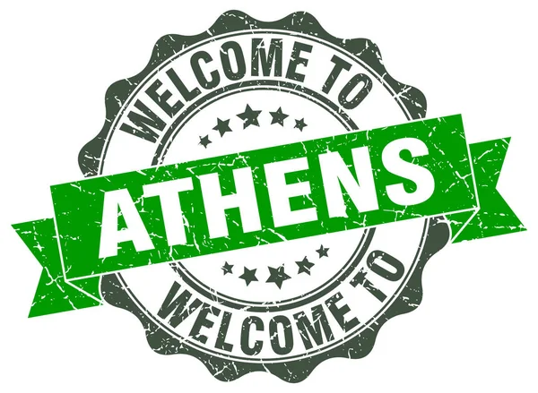 Atene sigillo nastro rotondo — Vettoriale Stock