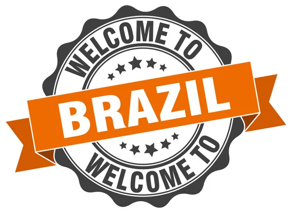 Βραζιλία στρογγυλή σφραγίδα κορδέλα — Διανυσματικό Αρχείο