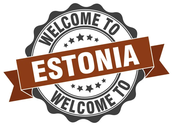 Estonya şerit mühür yuvarlak — Stok Vektör