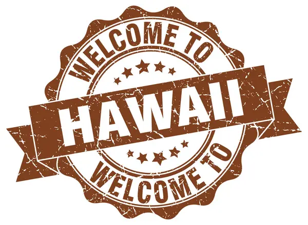 Hawaii sigillo nastro rotondo — Vettoriale Stock