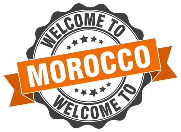 Morocco round ribbon seal — Stock Vector