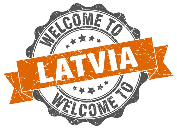 Latvia round ribbon seal — Stock Vector
