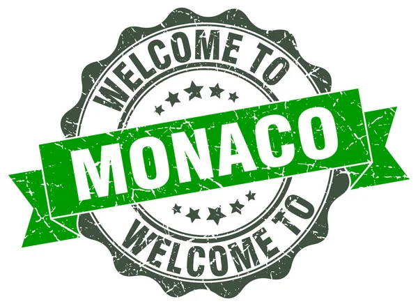 Monaco round ribbon seal — Stock Vector