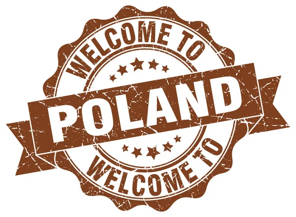 Polonia sigillo nastro rotondo — Vettoriale Stock
