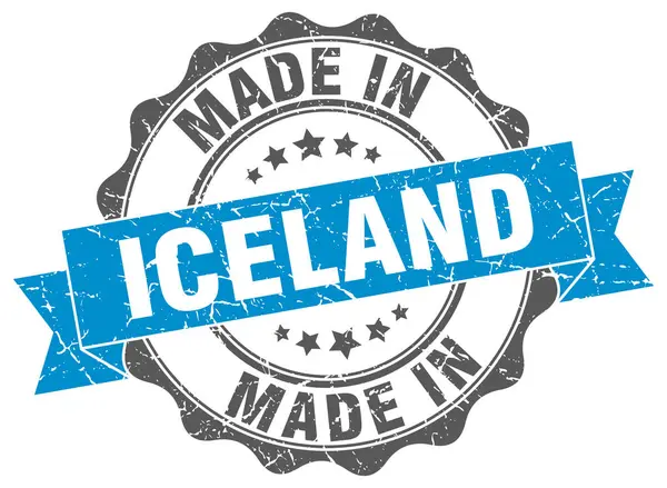 Hecho en Islandia sello redondo — Vector de stock