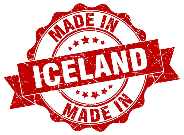 Gjort i Island runda tätningen — Stock vektor