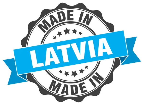 ラトビアで作られた丸いシール — ストックベクタ