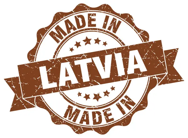 Fabricado na Letónia selo redondo — Vetor de Stock