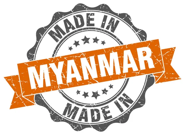 Hecho en Myanmar sello redondo — Archivo Imágenes Vectoriales