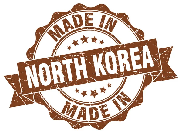 Hecho en Corea del Norte sello redondo — Archivo Imágenes Vectoriales