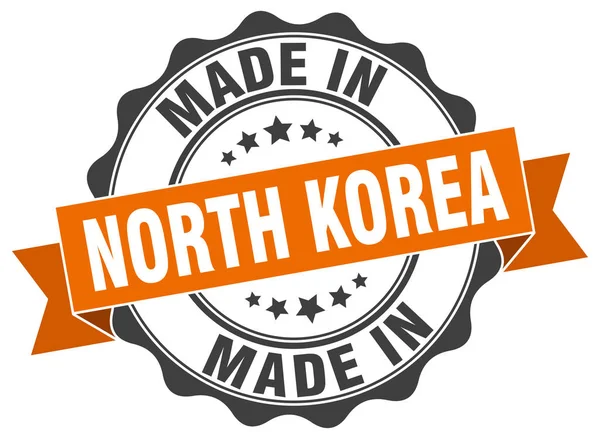 Hecho en Corea del Norte sello redondo — Archivo Imágenes Vectoriales