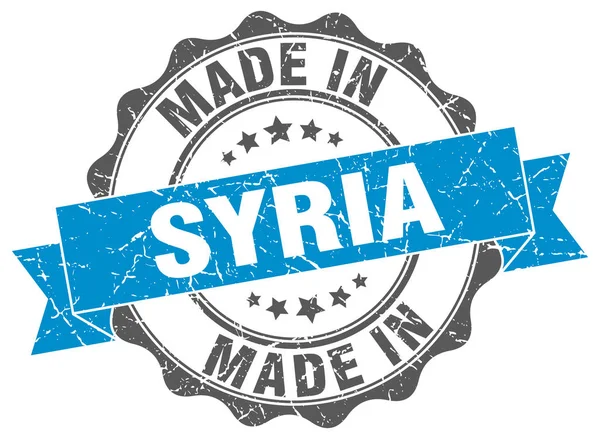 Hecho en Siria sello redondo — Vector de stock