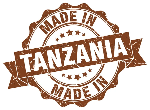 Hecho en Tanzania sello redondo — Archivo Imágenes Vectoriales