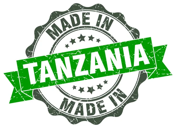 Hecho en Tanzania sello redondo — Vector de stock