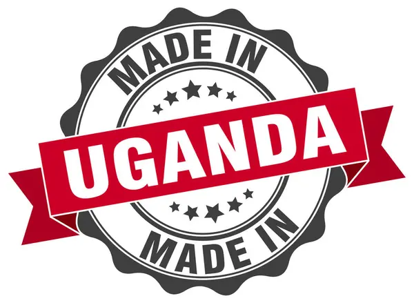 Made in Uganda round seal — Stock Vector