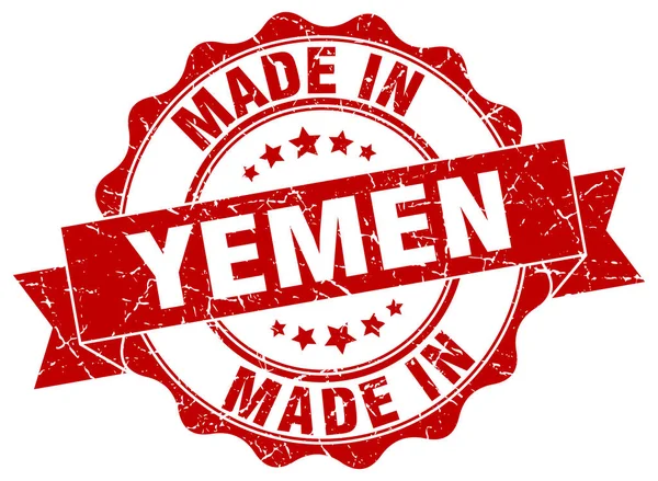 Gemaakt in Jemen ronde zegel — Stockvector
